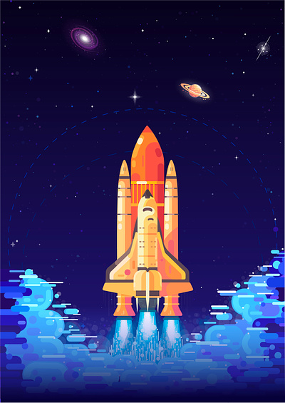 Rocket's launch adobe illustrator digital art flat illustration illustration launch rocket space start universe vector vectorial