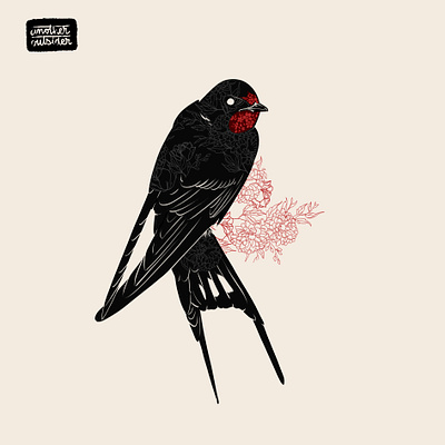 Birds & Flowers - The Swallow anotheroutsider bird illustration birds chrysantemum illustration print swallow