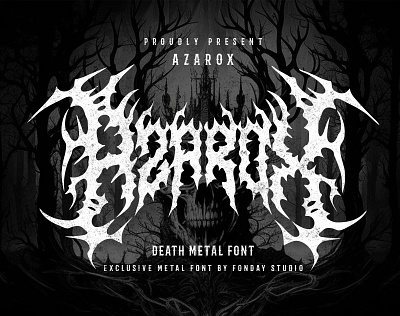 AZAROX - DEATH METAL FONT album cover black metal death metal design font set fonts graphic design illustration logo metal logo typography vector