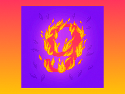 Number 9 36daysoftype burn design fire illustration procreate procreate app purple