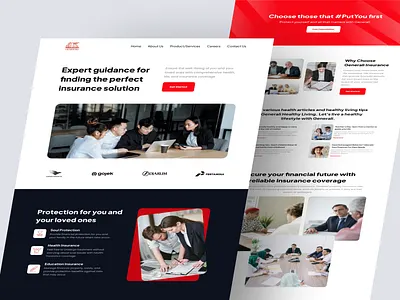 Insurance Landing Page app design branding insurance landing page insurance website landing page logo responsive web design responsive website ui app ui design ui website uiux web design website website design website ui