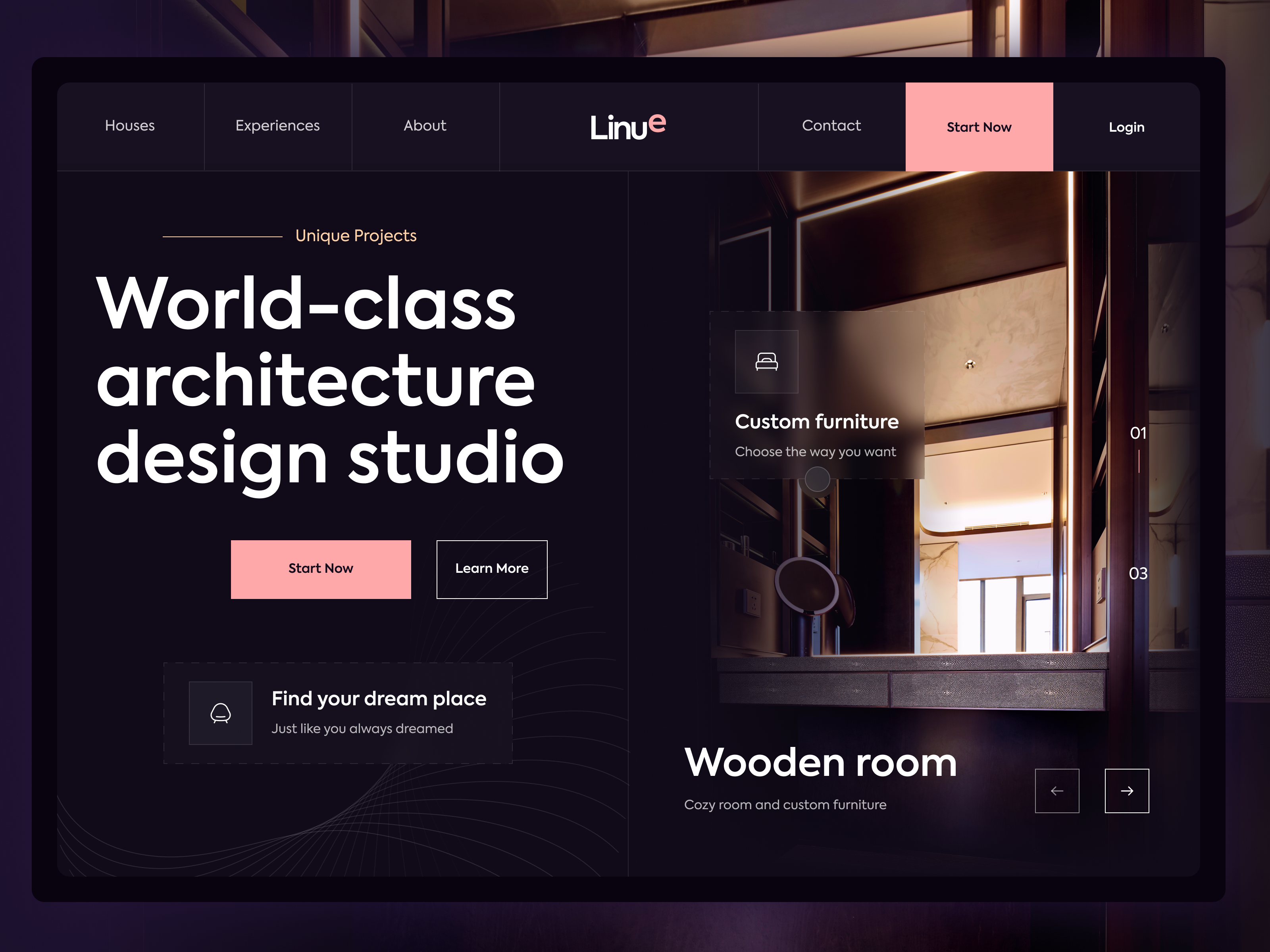 Linue - Architecture Studio Website architect architectural architectural interior interior designer landingpage ui design website