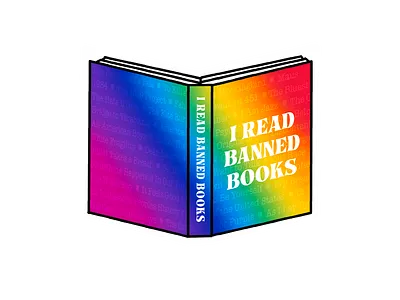 "I Read Banned Books" Sticker Design banned books graphic design illustration procreate rainbow sticker design
