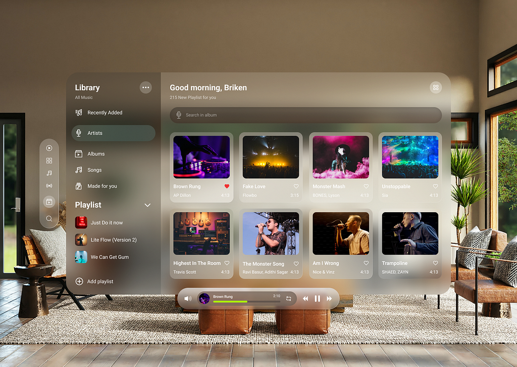 Music Apple Vision Pro : Spatial UI by Briken Prajapati on Dribbble