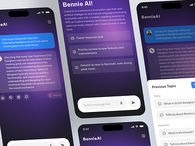BennieAI - AI Chat Mobile Apps ai app chat chat ai design illustration illustrator mockups ui
