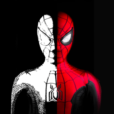Dualistic Web: The Monochrome Marvel graphic design halftone hero illustration marvel procreate sketch spiderman super