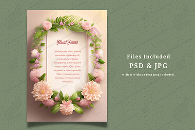 Vertical Floral Frame on Beige Background with Pink Blossoms abstract attractive background design elegant floral floral frame illustration invitation minimal modern pink pink blossom spring frame template wedding cards