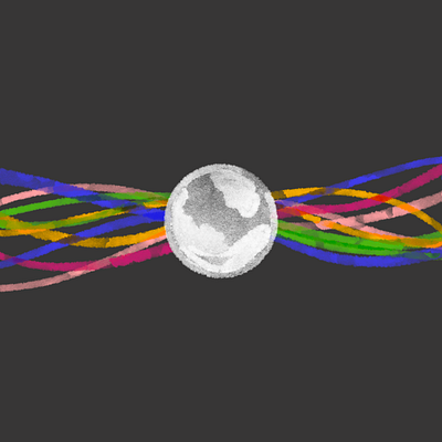 Cosmic Chromatics: Earth's Radiant Ribbons asthetic doodle graphic design illustration minimalistic procreate