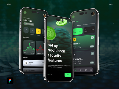 Crypto Wallet Mobile App UI Design app app design app ui app ui design crypto crypto app crypto wallet crypto wallet app design figma mobile app mobile app ui mobile app ui design nft ui ui design ux wattet