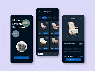 Furniture Store App UI app design architecture comfort design e commerce e shop ecommerce furniture store homedecor interior design living room marketplace minimalist design mobile app mobile app design online shop online store product design ui ux