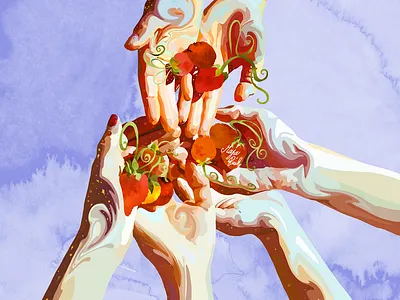 let's share strawberries botanic botanical botanical art branding by maja pučko design graphic design illustration strawberries strawberry