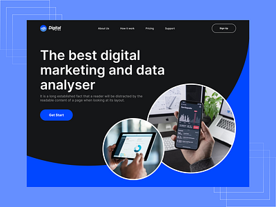 Marketing Agency Hero Header 999watt ui ux