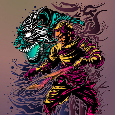 Vector Martial Art and His Guidance design graphic design illustration vector