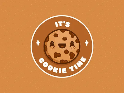 cookie time! brown cookie cute design flat icon illustration inkscape smile sticker vector