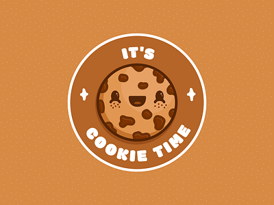 cookie time! brown cookie cute design flat icon illustration inkscape smile sticker vector