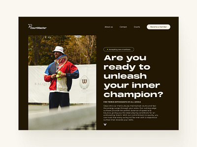 Hero section beige branding brown concept design hero section homepage landing page tennis ui