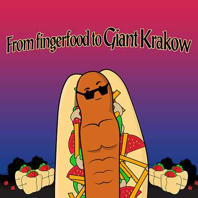 From fingerfood to giant Krakow cartoon design graphic design illustration