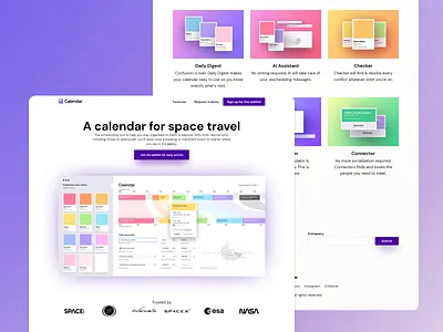 Calendar App - Landing Page design figma ui ux website