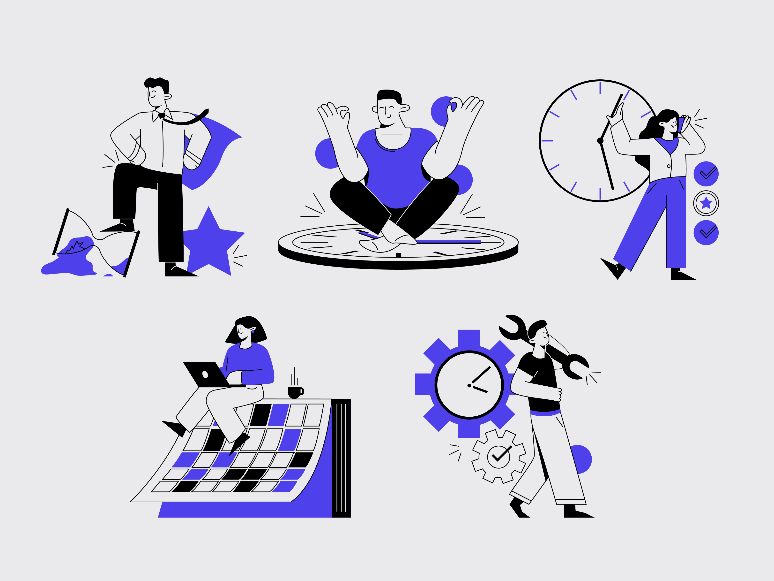 Time Management Illustration 2d 404 art artwork blue business character clean drawing error flat illustration illustrator infographic line management minimal time vector