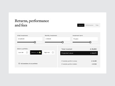 Investment Calculator UI Exploration app calculator clean concept design fintech investment minimal ui ux web design website