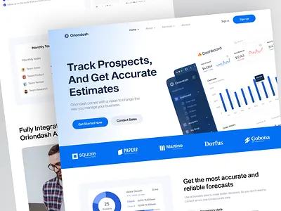 Oriondash - CRM Software Website admin admin dashboard analitycs b2b chart clean crm data design landingpage marketing saas sales sales websit tracks ui website website crm