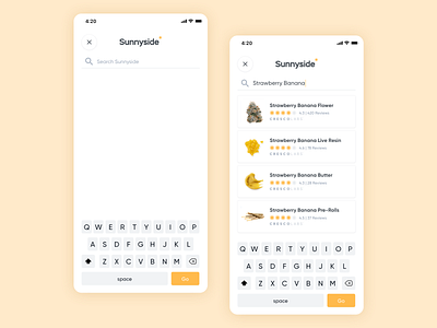 Sunnyside Cannabis Dispensary Mobile App Case Study app cannabis design dispensary ecommerce empty state hemp keyboard menu mobile product product design search shopping store ui ui design ux ux design weed