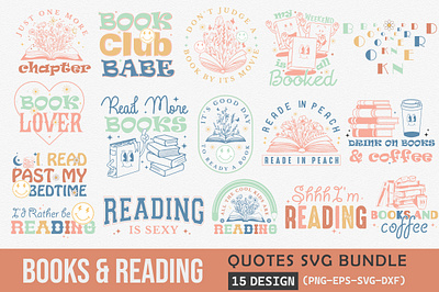 Books & Reading Quotes SVG PNG Bundle