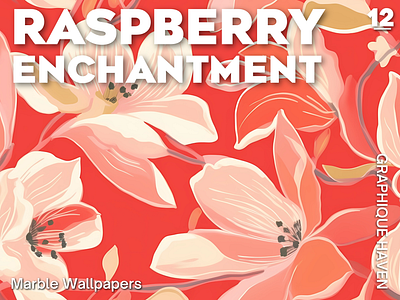 Raspberry Enchantment Repeating Seamless Digital Wallpaper contrast illustration