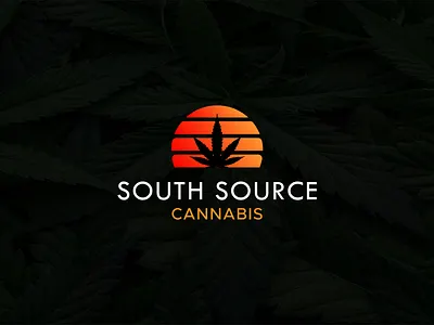 South Source Cannabis, an enchanting agricultural brand logo agricultural logo brand identity branding cannabis branding cannabis logo creative logo graphic design logo logo design minimal logo modern logo sleek logo sun and cannabis leaves logo