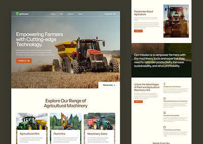 AggriConnect - Agriculture and farming agriculture countryside ecommerce farm farming fields green hire machine machinery minimal rural sustainable tractor ui webdesign