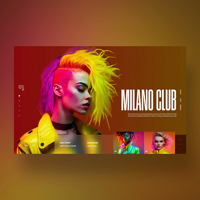 Milano Club Web Ui Design Landing Shot ai artificial intelligence design gradient graphic design neon nft photography ui ui design ux ux design web design web3