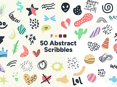 Abstract Sribbles vol.1 adobe xd branding doodle figma illustrator marketing marketing assets objects premium assets presentation assets scribble shapes sketch svg web assets