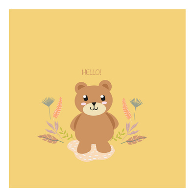 hello bear! children s illustration cute bear design digital illustration happywibes illustration procreate summerwibes