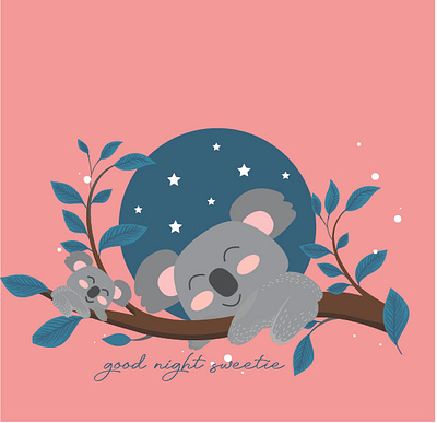 best koala mum children s illustration digital illustration happywibes illustration koala mum procreate summerwibes