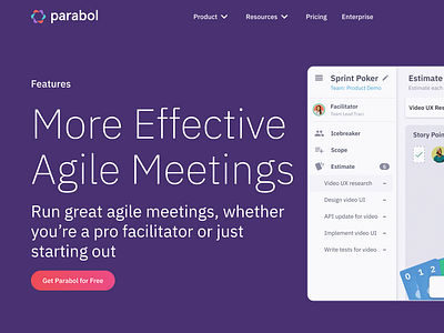 Parabol.co Redesign agile branding design system parabol retrospective saas sprint poker standups ui ux web design