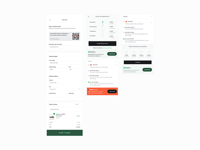 Components from a Brass project. business checkout commerce components design details discover finance fintech fyp green orange pay later saas ui