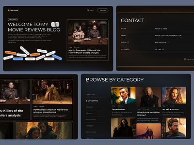 Cineverse - movie review blog blog branding cinema design design team filmblog illustration logo movadex movies personalblog ui uxui vector website