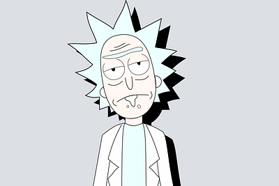 Rick Sanchez 2d adult swim cartoon character clean concept design illustration