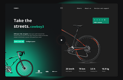 E-Bike landing page branding design graphic design illustration logo ui ui design userinterfacedesign ux vector