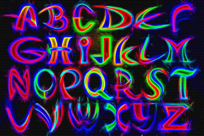 Alphabetic Graffiti (Neon) a to z a z alphabet design graffiti illustration language letter letters logo logos neon type typography words