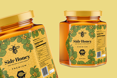 Natural Sidr Honey Label Design Template branding design graphic design honey label label design logo packaging
