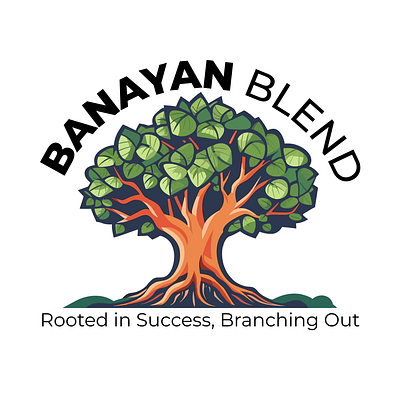 Logo for Banayan Blend Marketing company banayan branding graphic design illustration logo marketing mascot logo tree