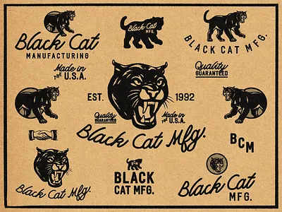 Black Cat Mfg. apparel black cat branding cat creative design flat graphic design illustration illustrator logo manufacturing minimal panther retro logo tattoo typography vector vintage vintage logo