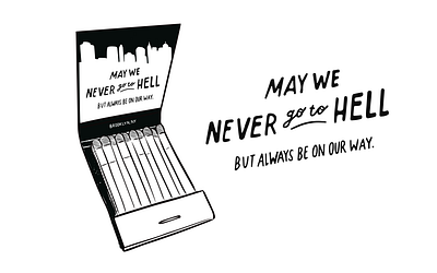 Vampire City Matchbook black and white brooklyn city design drawing hand drawn hand drawn type hell illustration matchbook matches new york quote sayings skyline