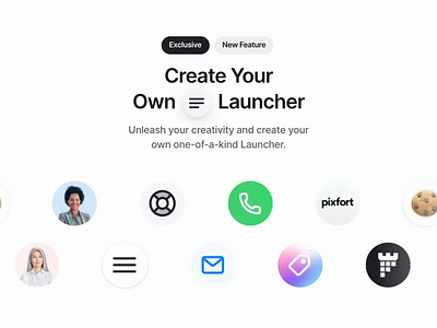 Create your own Launcher animation branding design envato graphic design illustration launcher logo marketing messenger modal motion graphics pixfort popup sketch themeforest ui web design website builder wordpress
