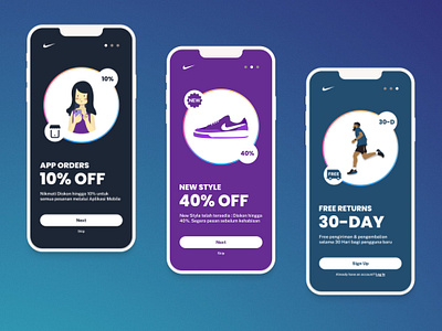 Onboarding Page | E-Commerce App | Nike app design flat graphic design illustration illustrator ui ux vector