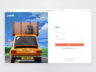 Carril: Sign in screen onboarding sign in ui ux visual design