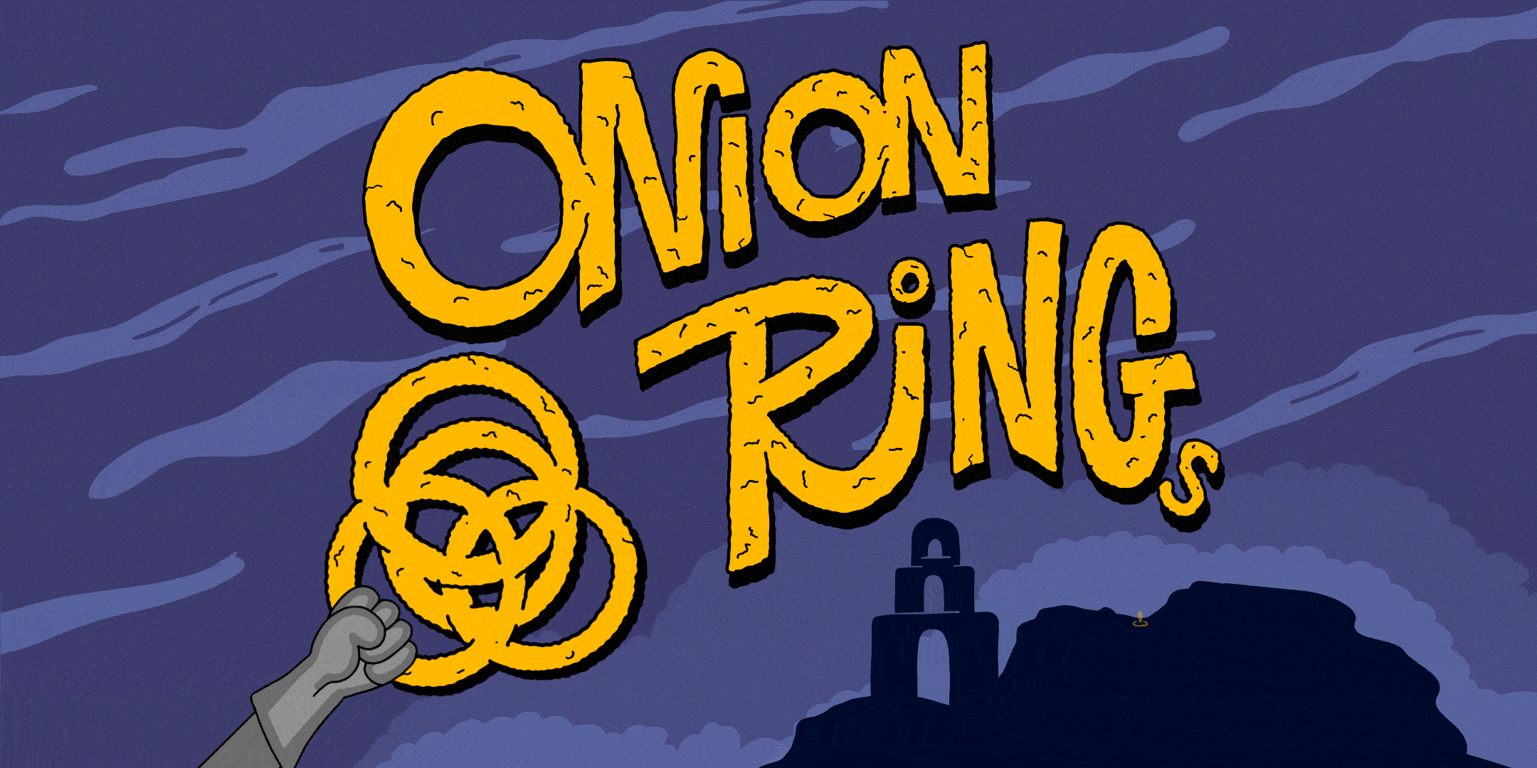 ONION RINGS art color colorful design drawing funny gaming graphic design hand lettering illustration illustrator logo motion graphics onion typography