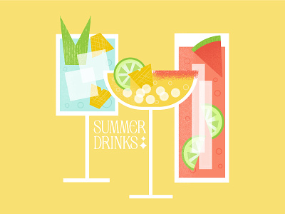 summer drinks cocktail cocktails drink drinks illustration illustrator lime mocktail mocktails pineapple summer watermelon