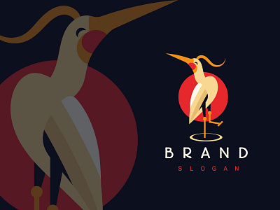 Sunrise Stork Logo abstract bird branding design geometric graphic design illustration logo logodesign stork logo vector